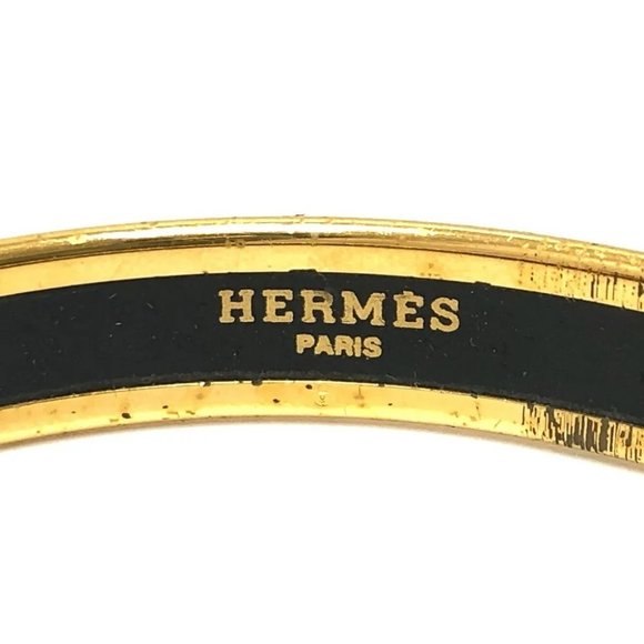 Auth HERMES Emaille PM Accessories Bangle GP / Cloisonne RedBased/Multicolore/Go - Picture 3 of 8